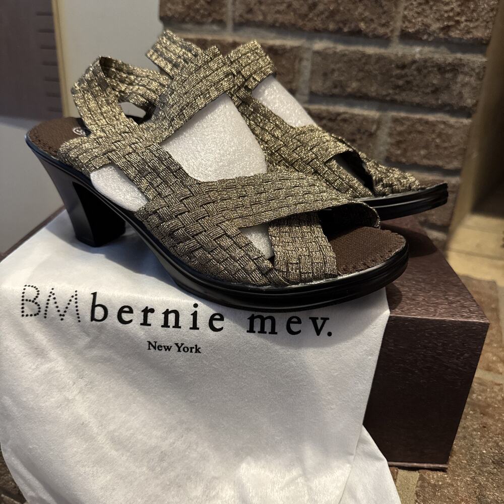 Bernie Mev‎ Lizette Women's Block Heel Sandals Bronze Size US 8/EU 39